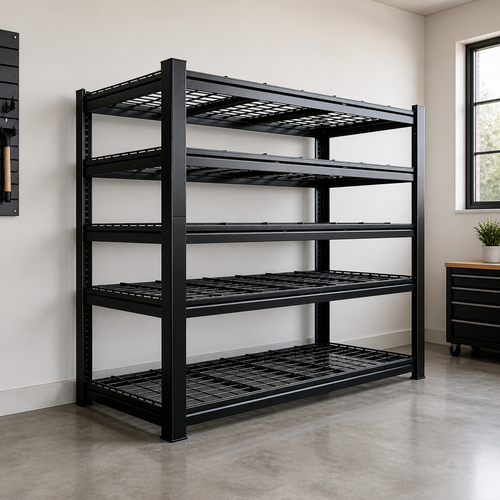 Stowena 60" W Heavy Duty Metal Shelving Unit, Adjustable Shelves for Storage, Rust-Proof Shelving for Garage, Industrial, Warehouse, Basement & Workshop - 60" W x 24" D x 72" H / 1-Pack