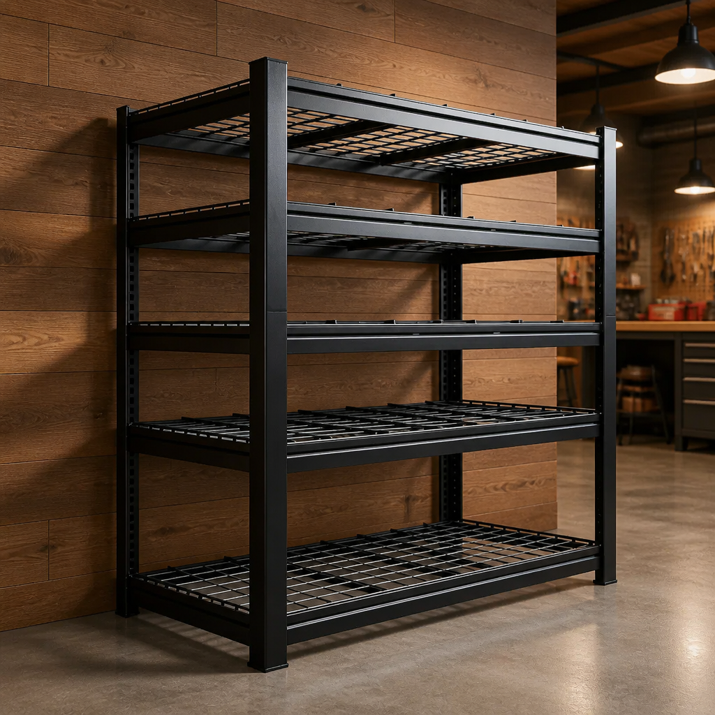 Stowena 60" W Heavy Duty Metal Shelving Unit, Adjustable Shelves for Storage, Rust-Proof Shelving for Garage, Industrial, Warehouse, Basement & Workshop - 60" W x 24" D x 72" H / 1-Pack