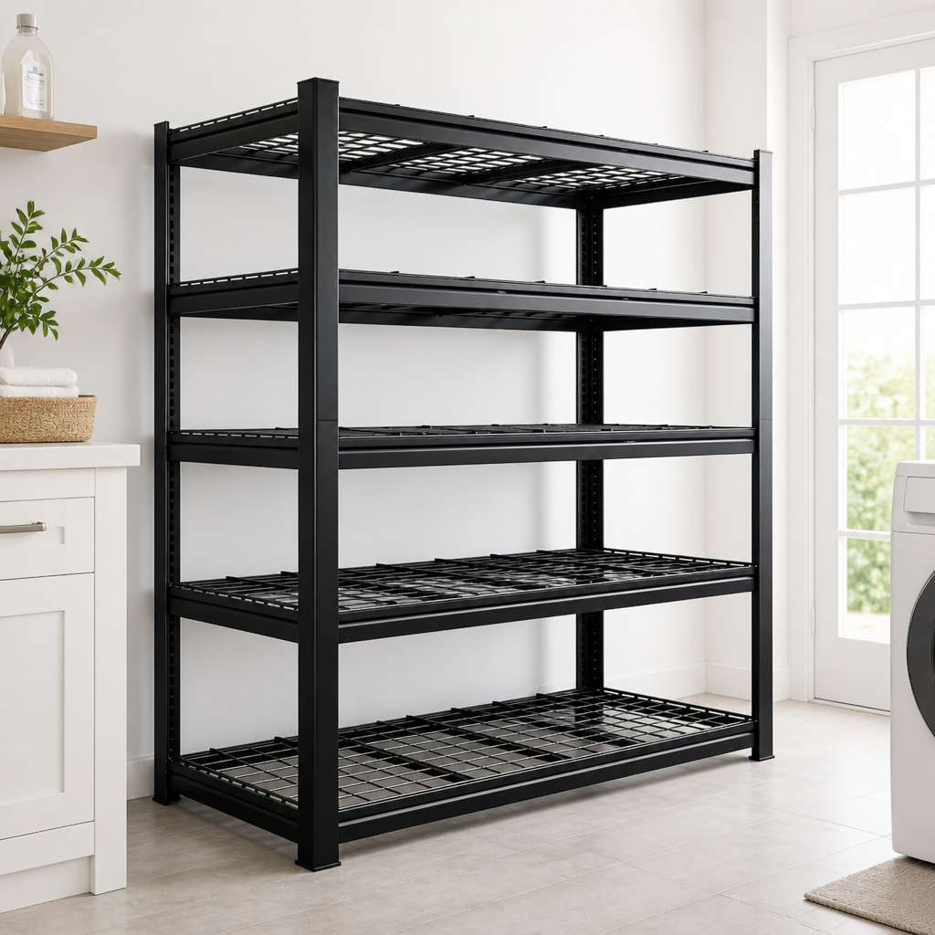 Stowena 60" W Heavy Duty Metal Shelving Unit, Adjustable Shelves for Storage, Rust-Proof Shelving for Garage, Industrial, Warehouse, Basement & Workshop - 60" W x 24" D x 72" H / 1-Pack