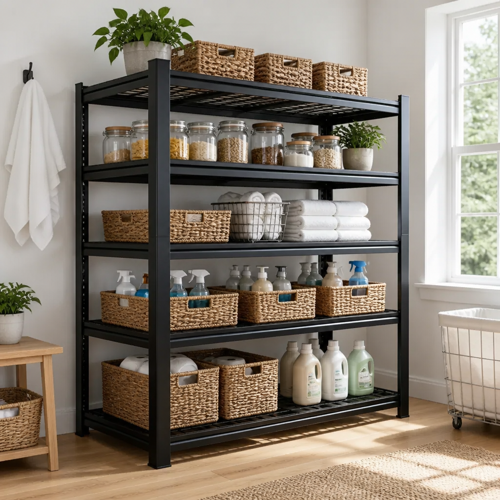 Stowena 60" W Heavy Duty Metal Shelving Unit, Adjustable Shelves for Storage, Rust-Proof Shelving for Garage, Industrial, Warehouse, Basement & Workshop - 60" W x 24" D x 72" H / 1-Pack