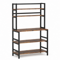 Stowena Industrial 5-Tier Kitchen Baker's Rack, Rustic Brown Freestanding Microwave Stand and Utility Storage Shelf with Hutch for Kitchen, Pantry, Dining Room, and Living Room