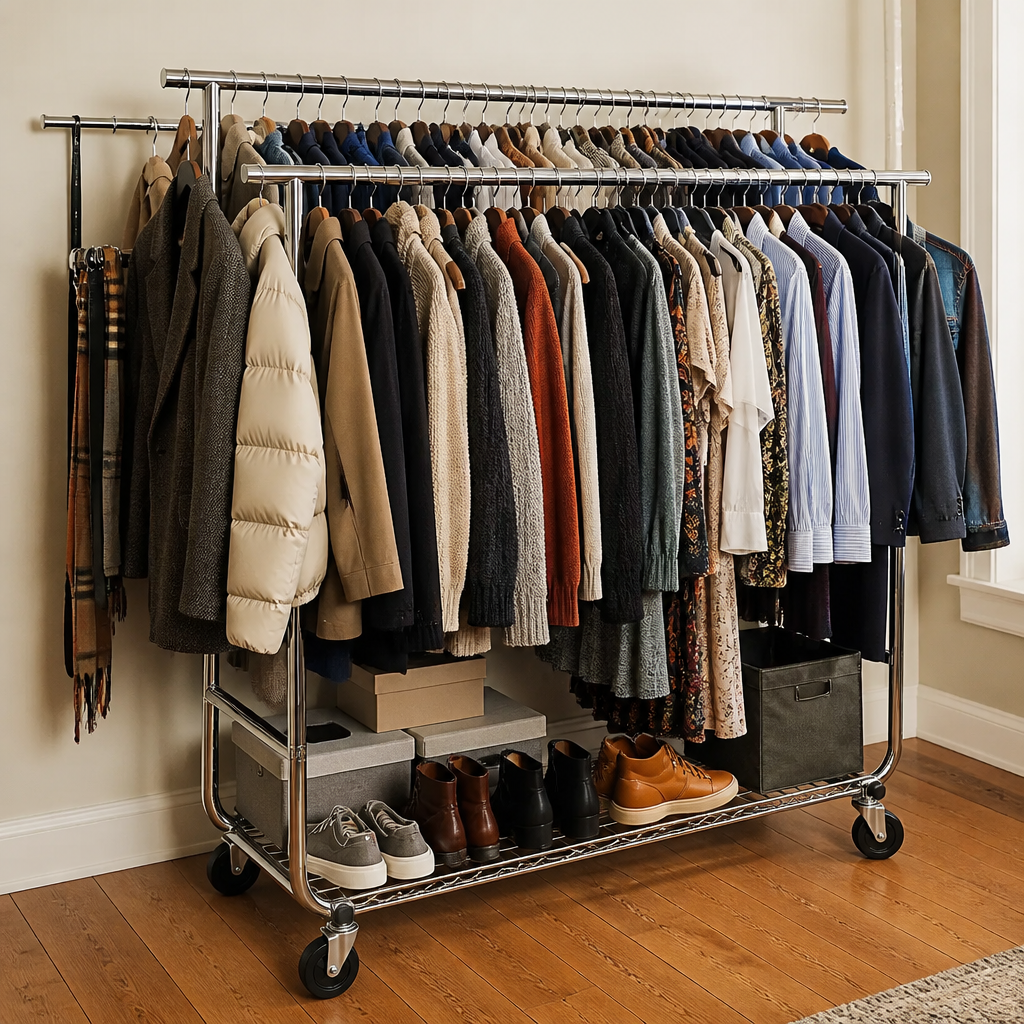 Stowena 75" Double Rolling Garment Rack