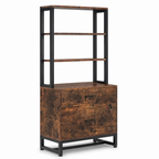 Stowena 2-drawer file cabinet with lock and 4-tier bookshelf, 29.5 x 15.7 x 61.4 in, steel frame