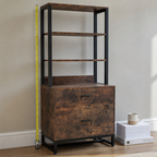 Stowena 2-drawer lockable file cabinet with bookshelf, 61.4 in tall, in use