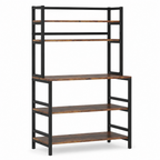 Stowena 5-tier kitchen baker's rack with hutch, 31.5 x 15.7 x 66.5 in, black iron frame, rustic brown shelves