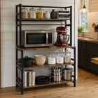 Stowena 5-tier kitchen baker's rack with hutch, 31.5 in wide, in use