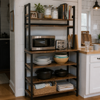 Stowena 5-tier kitchen baker's rack with hutch, 31.5 in wide, in use