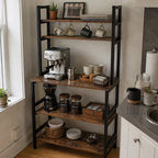Stowena 5-tier kitchen baker's rack with hutch, 31.5 in wide, in use