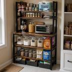 Stowena 5-tier kitchen baker's rack with hutch, 31.5 in wide, in use