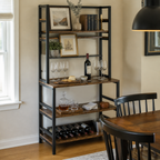 Stowena 5-tier kitchen baker's rack with hutch, 31.5 in wide, in use