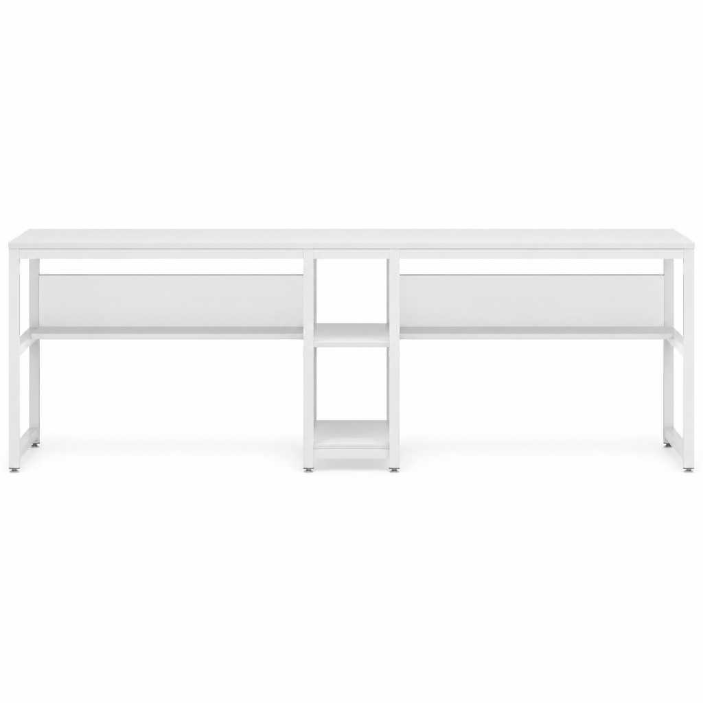Stowena 78.7" Two Person Desk with Bookshelf, Heavy Duty Double Computer Desk with 2-Tier Storage Shelves and Hidden Lower Bookcase, Industrial Rustic Home Office Workstation for Couples, Shared Workspace, Study Room, and Small Business