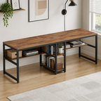 Stowena 78.74 in two-person desk with storage shelves, in use