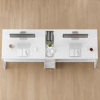Stowena 78.74 in two-person desk with storage shelves, in use