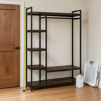 Stowena freestanding closet organizer, 70.86 in tall, 6 shelves and 2 hanging bars, in use