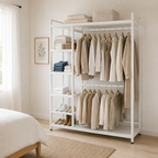 Stowena freestanding closet organizer, 70.86 in tall, 6 shelves and 2 hanging bars, in use