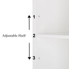 Adjustable interior shelf behind the cupboard door
