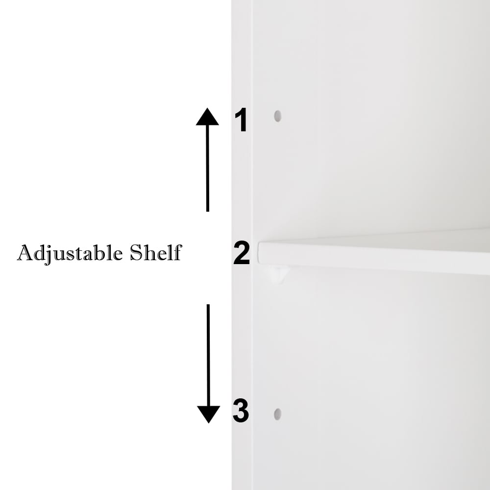 Adjustable interior shelf behind the cupboard door