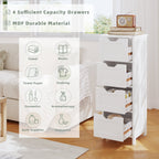 Four capacity drawers and MDF material callouts
