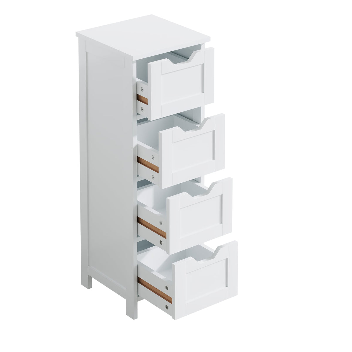 All four drawers open on white background