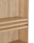 Adjustable inner shelf supports inside the natural wood look cabinet