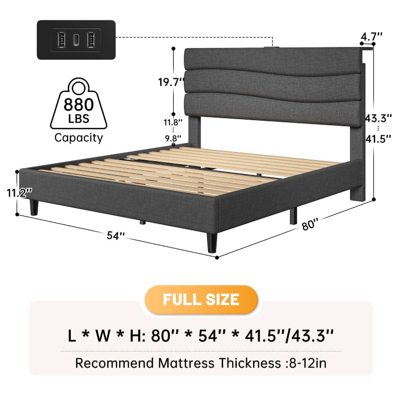 Dimension drawing of the full size frame at 80 by 54 inches with 880 pound capacity