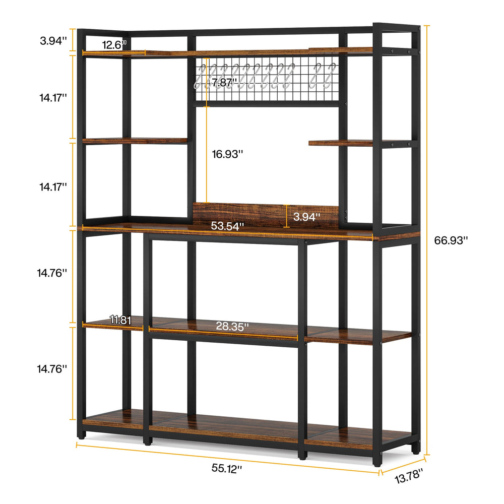 Dimension diagram showing 55.12 by 13.78 by 66.93 inches with the tier spacing and grid panel