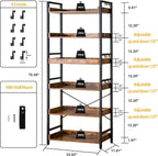 Dimension diagram: bookshelf 23.62 in wide, 11.81 in deep and 70.08 in high, shelves 12.20 in apart, middle shelves adjustable up and down 1.97 in, 25 kg per shelf, 8 S hooks and a wall mount