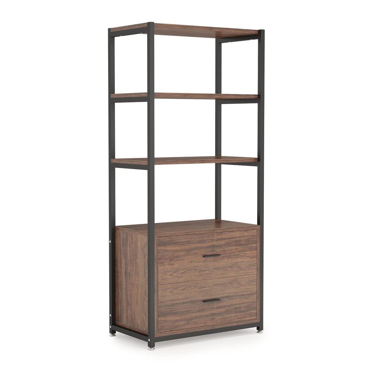 4 Tier Bookshelf with 2 Drawers, view 6