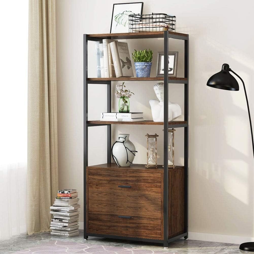 4 Tier Bookshelf with 2 Drawers, view 2