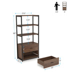 4 Tier Bookshelf with 2 Drawers, dimensions diagram