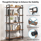 5 Tier Bookshelf with X Back Frame, view 4