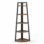 Front view of the five tier corner shelf against a plain background