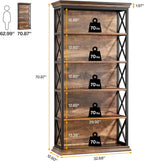 6 Tier Bookshelf, dimensions diagram