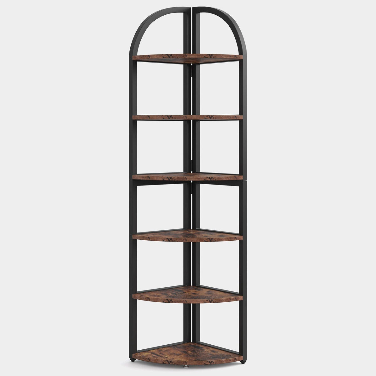 Front product view of the 71 inch six tier corner shelf