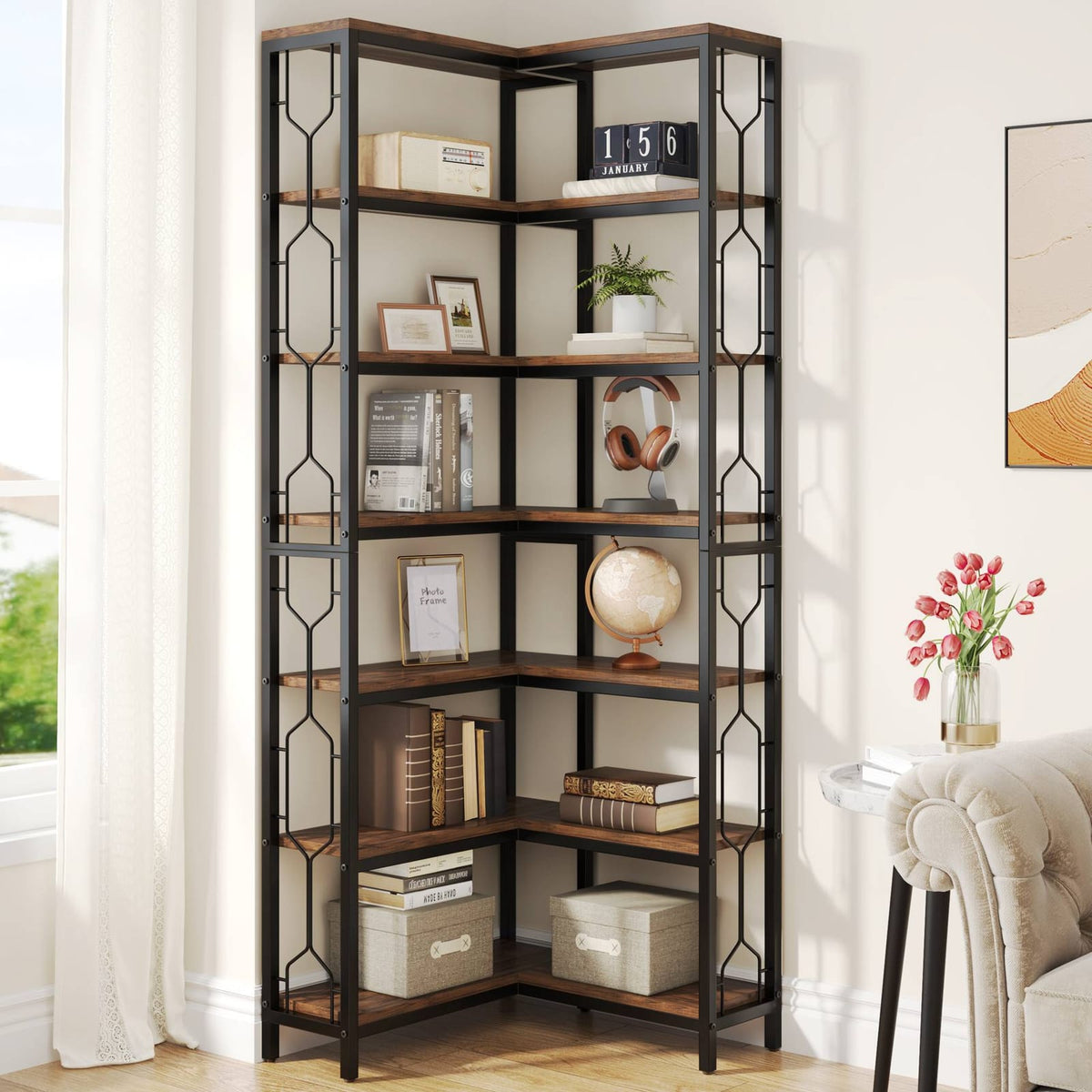 7 Tier Corner Bookshelf, view 1