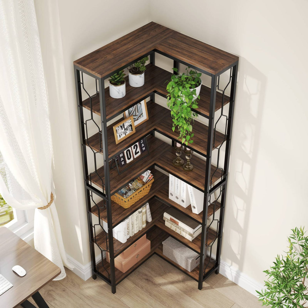 7 Tier Corner Bookshelf, view 4