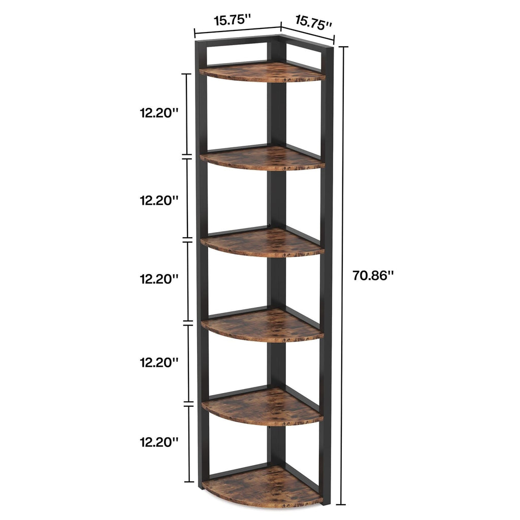 6 Tier Corner Shelf, dimensions diagram