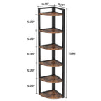 6 Tier Corner Shelf, dimensions diagram