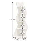 Dimension diagram: 69.88 in tall, 19.68 x 18.90 in footprint, tier heights 13.58 to 15.74 in