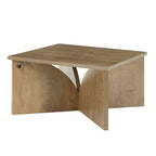 31.5 inch square farmhouse coffee table with V cut panel legs on a white background