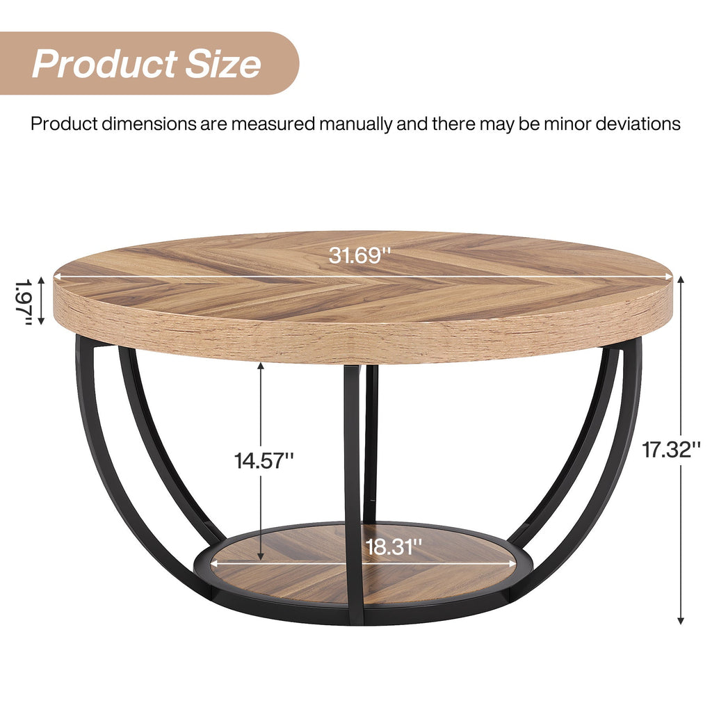 Dimension diagram: 31.69 in diameter, 17.32 in tall, 18.31 in lower shelf, 14.57 in clearance