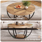 Detail composite: thickened tabletop and 2-tier storage space of the round coffee table