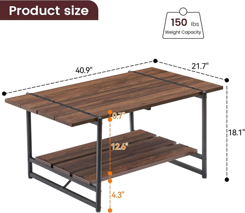 Dimension diagram: 40.9 in long, 21.7 in deep, 18.1 in tall with 12.6 in shelf clearance and 150 lb capacity