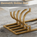 Close-up of the geometric golden base with double C shape cutouts