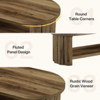 Feature composite: round table corners, fluted panel design, rustic wood grain veneer