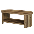 Two tier oval coffee table with fluted bases on a white background