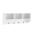 Wall mounted coat rack with shelf and 4 dual hooks, white, view 1