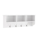 Wall mounted coat rack with shelf and 4 dual hooks, white, view 1