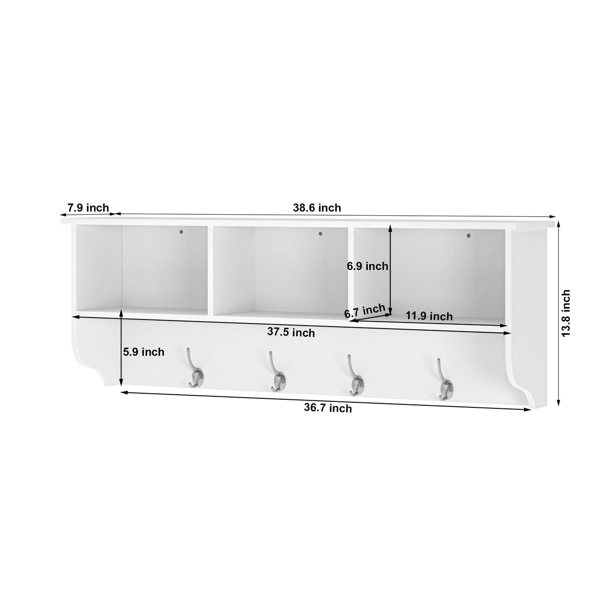 Wall mounted coat rack dimensions diagram