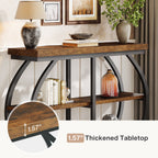 Close view of the 1.57 inch tabletop edge above the arched metal frame